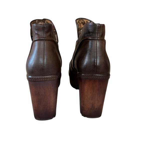 Korks Women Brown Platform Ankle Booties Chunky Block Heel Size 9.5 - Picture 5 of 8